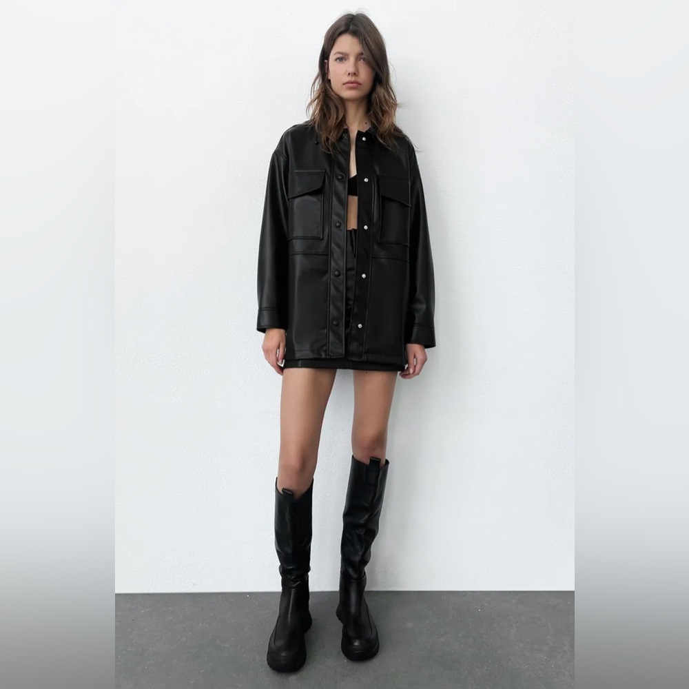 Zara Sleek Black Leather Jacket